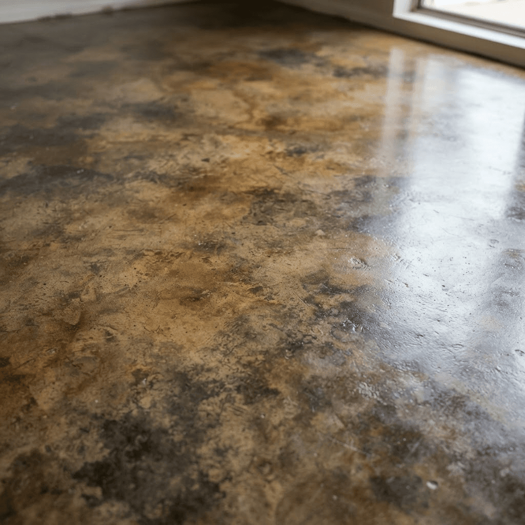Stained Concrete + Polyaspartic garage floor finish